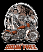 RIDIN'FREE GARAGE BANNER (BIKES,BOARDS,BABES